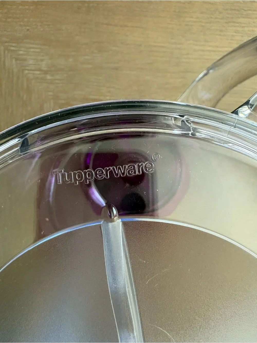 Tupperware Clear Pitcher with Purple Base and Lid Accent